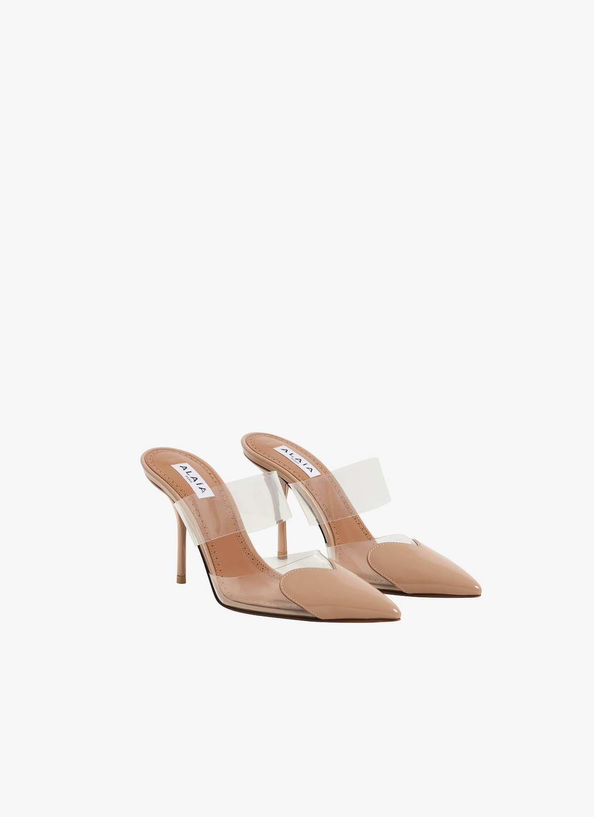 LE COEUR MULES IN PATENT CALFSKIN ALAÏA BEIGE LE COEUR MULES IN PATENT CALFSKIN